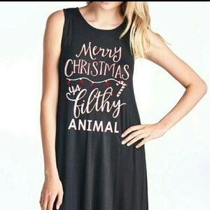 Christmas Dress Tank Top Black Red Green M L